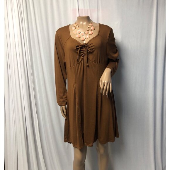 SO Dress Womens Sz XXL Rust Brown Princess Empire Waist Babydoll Soft Comfy NEW - Picture 1 of 6